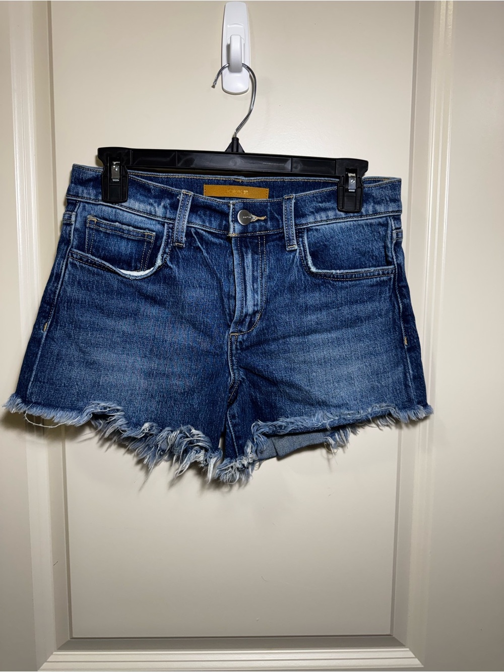 Joe's Jeans The Ozzie Dark Blue Frayed Hem Denim Cutoff Shorts